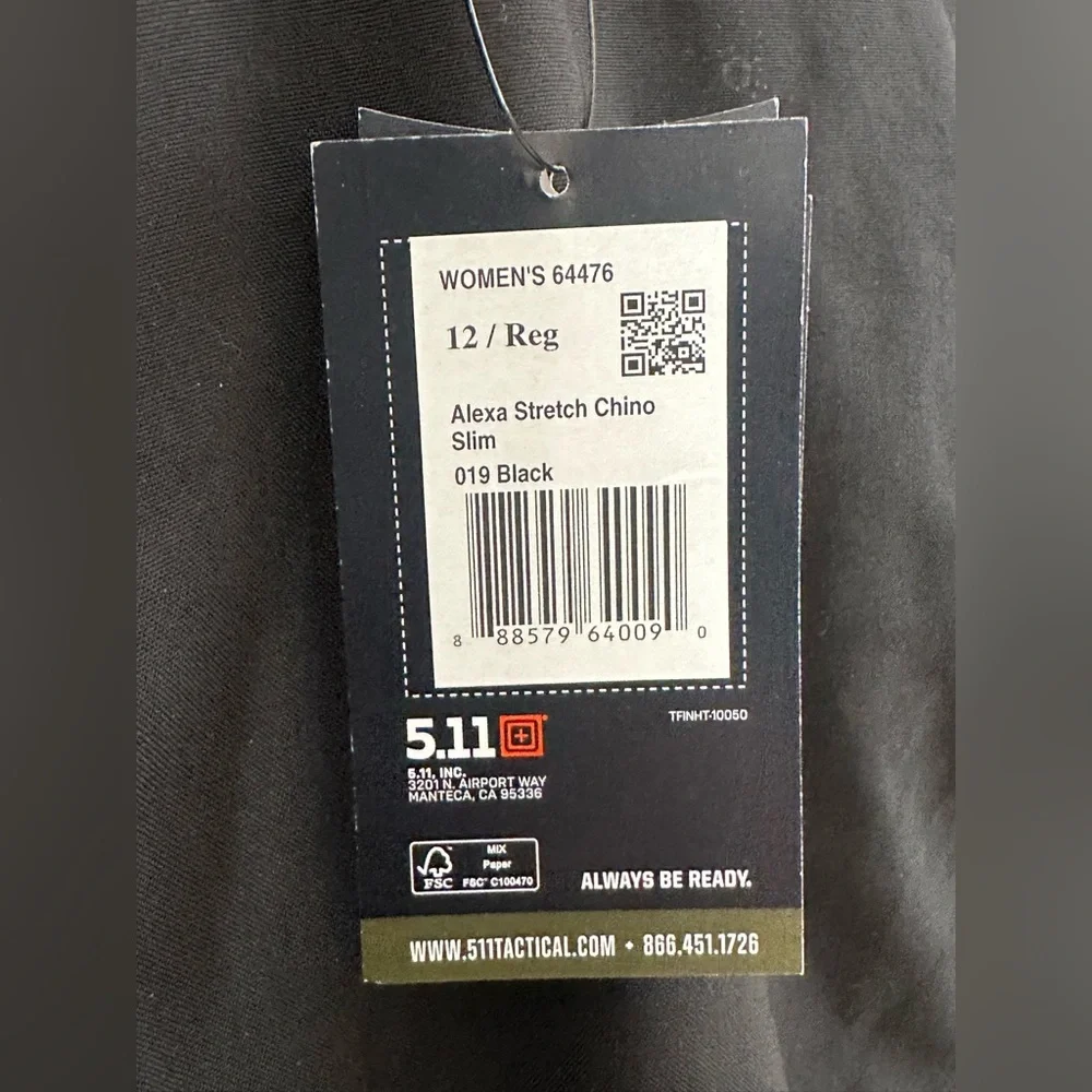 NWT 5.11 Tactical Women's Alexa Stretch Black Chino Pants Size 12 - Picture 6 of 8